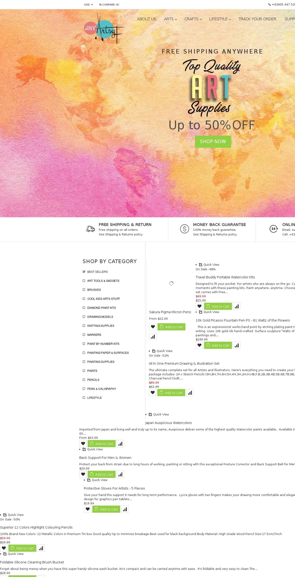 itsybitsyartsy.com — Shopify storefront screenshot