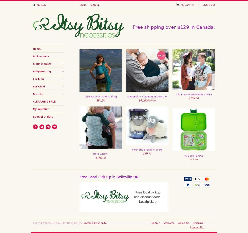 itsybitsynecessities.com shopify website screenshot