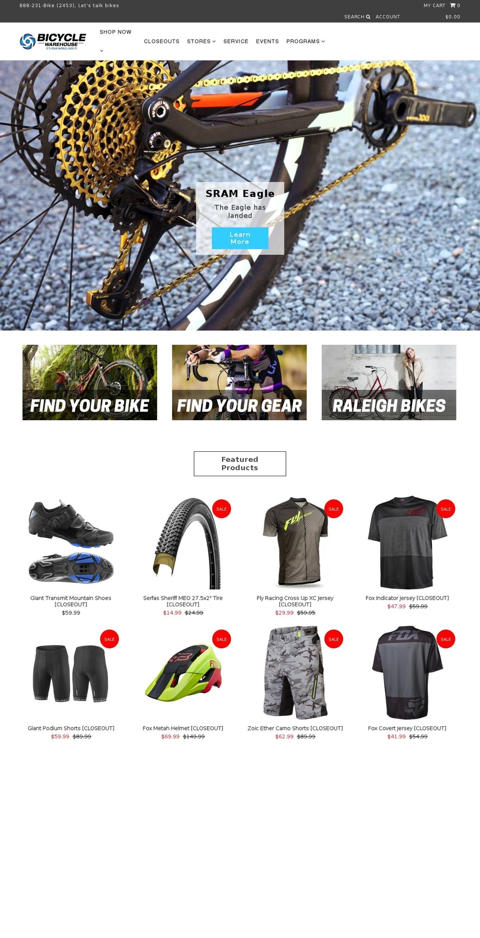 Bicycle Warehouse Theme (Bootstrap) Shopify theme site example itsyourworldrideit.com