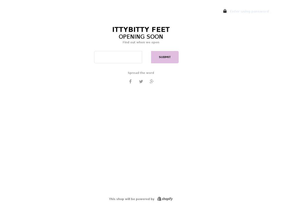 ittybittyfeet.com — Shopify storefront screenshot