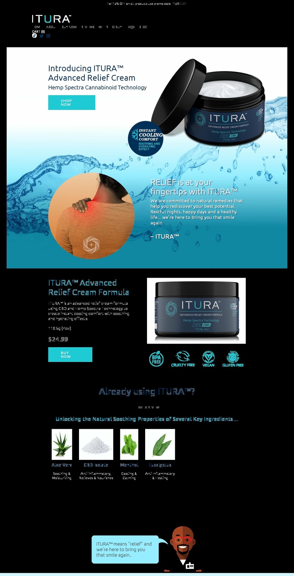 iturarelief.com shopify website screenshot