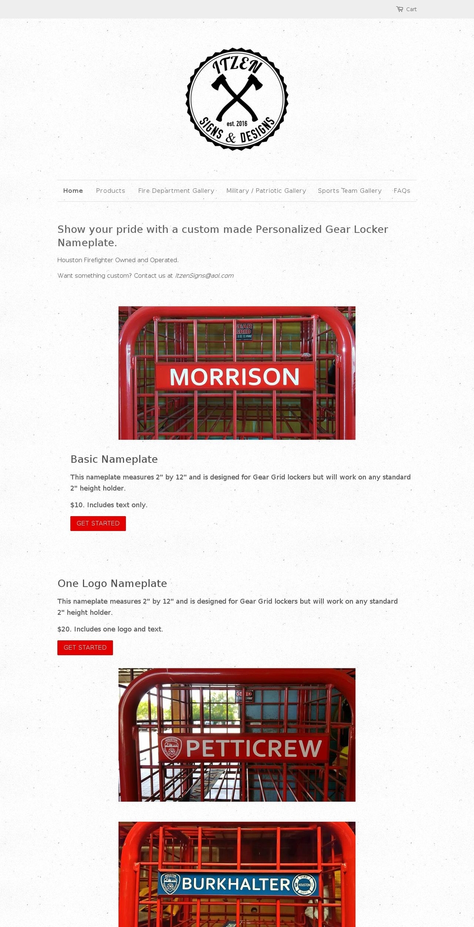 itzensigns.com — Shopify storefront screenshot