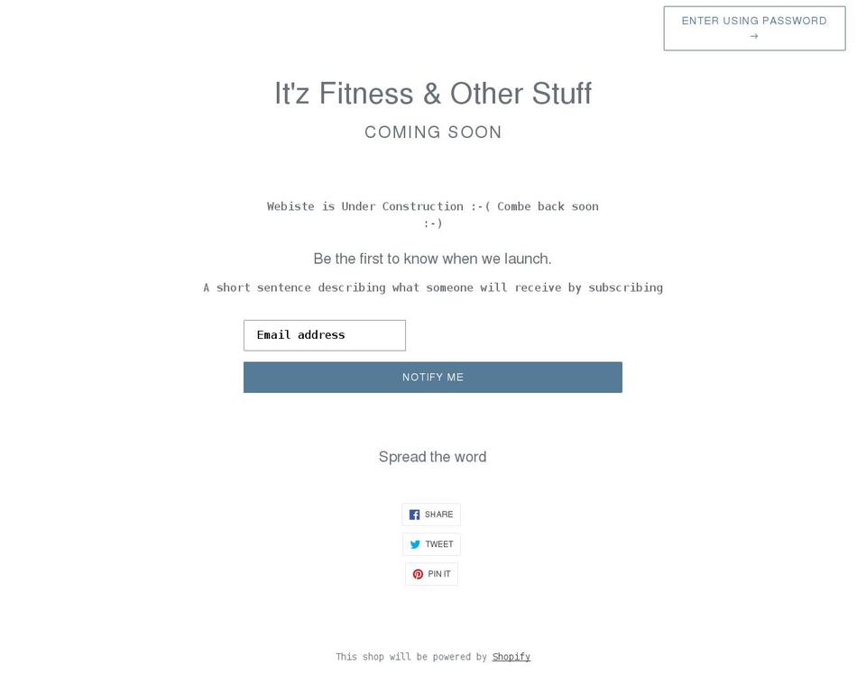 itzfitness.com shopify website screenshot