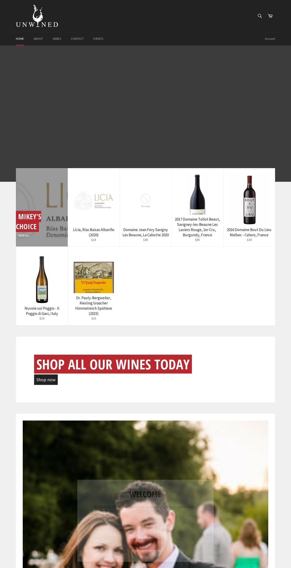 iunwined.com shopify website screenshot