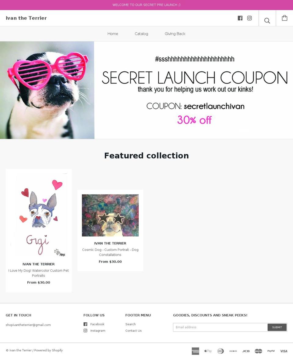 ivantheterrier.com — Shopify storefront screenshot