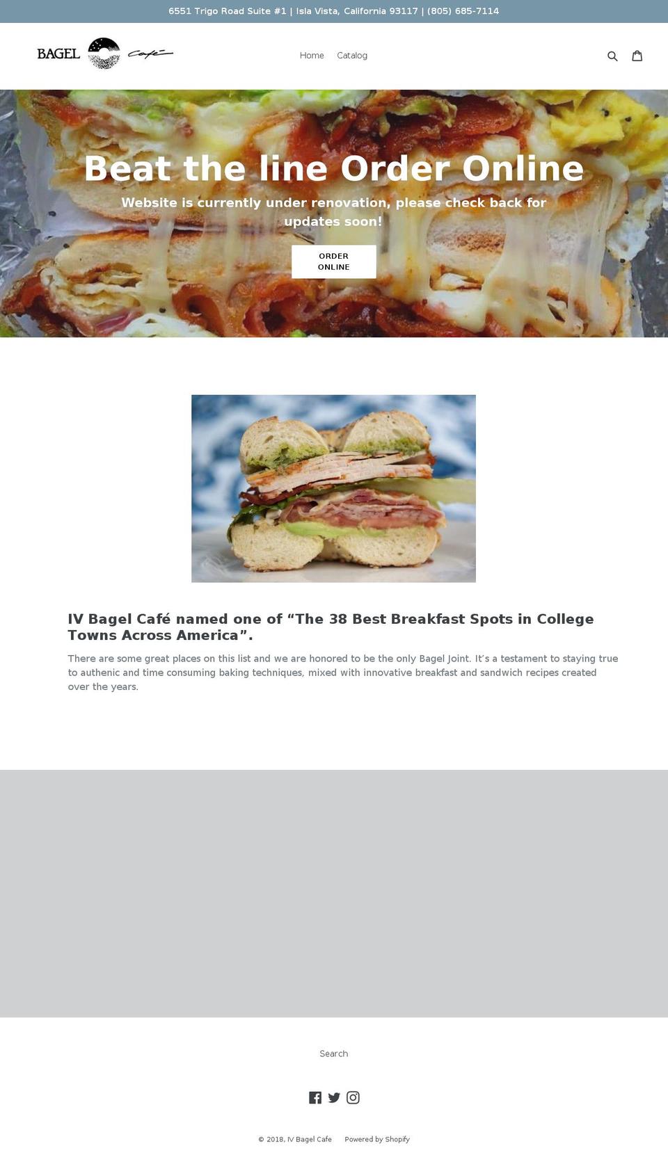 ivbagelcafe.com shopify website screenshot