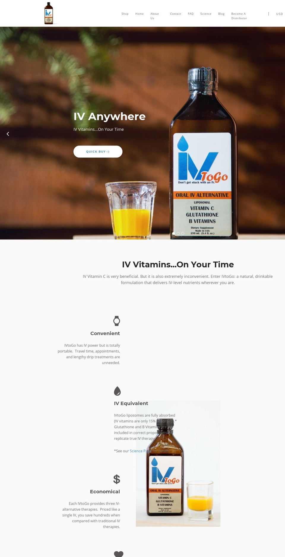 ivdrip2go.com — Shopify storefront screenshot
