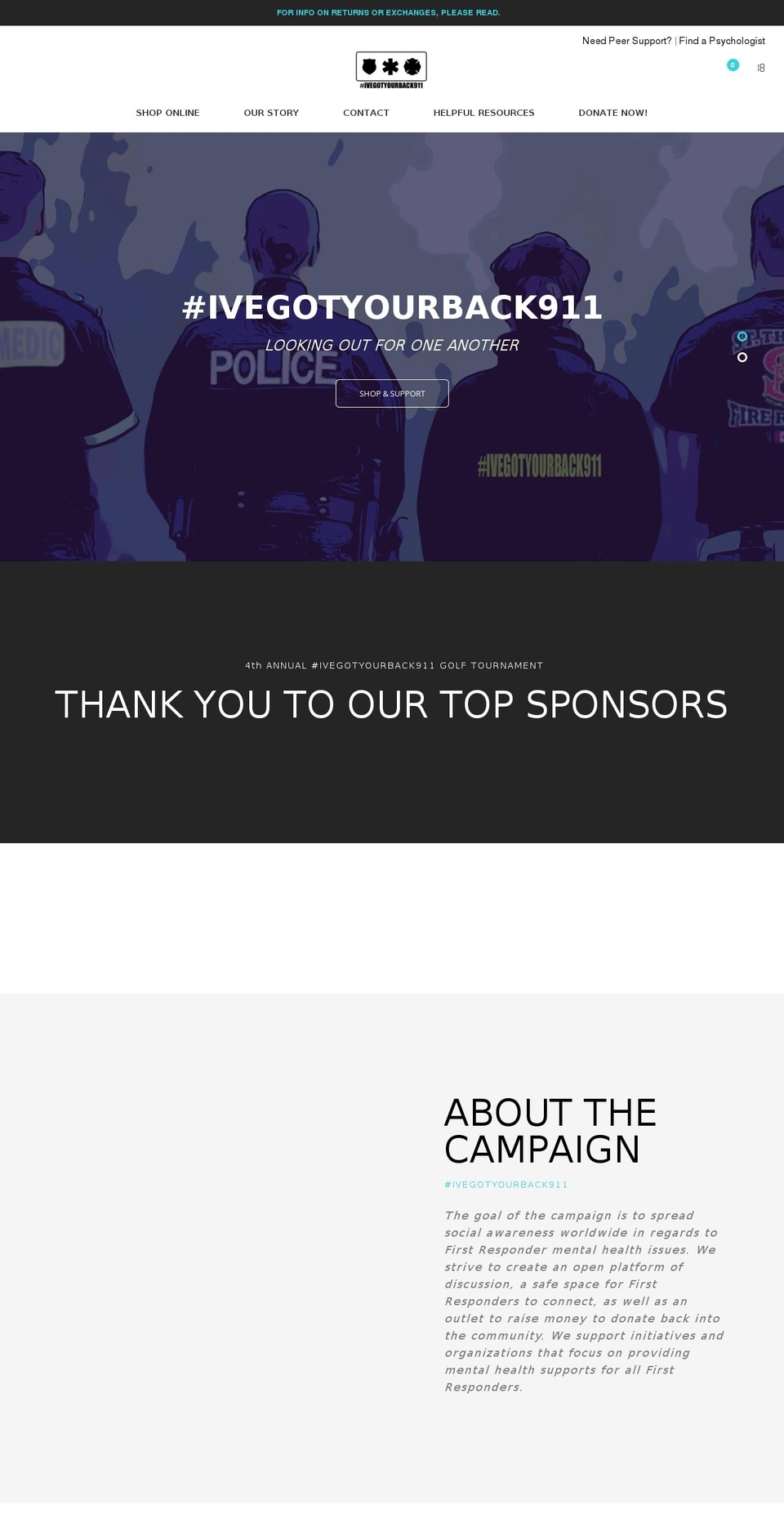 ivegotyourback911.com shopify website screenshot