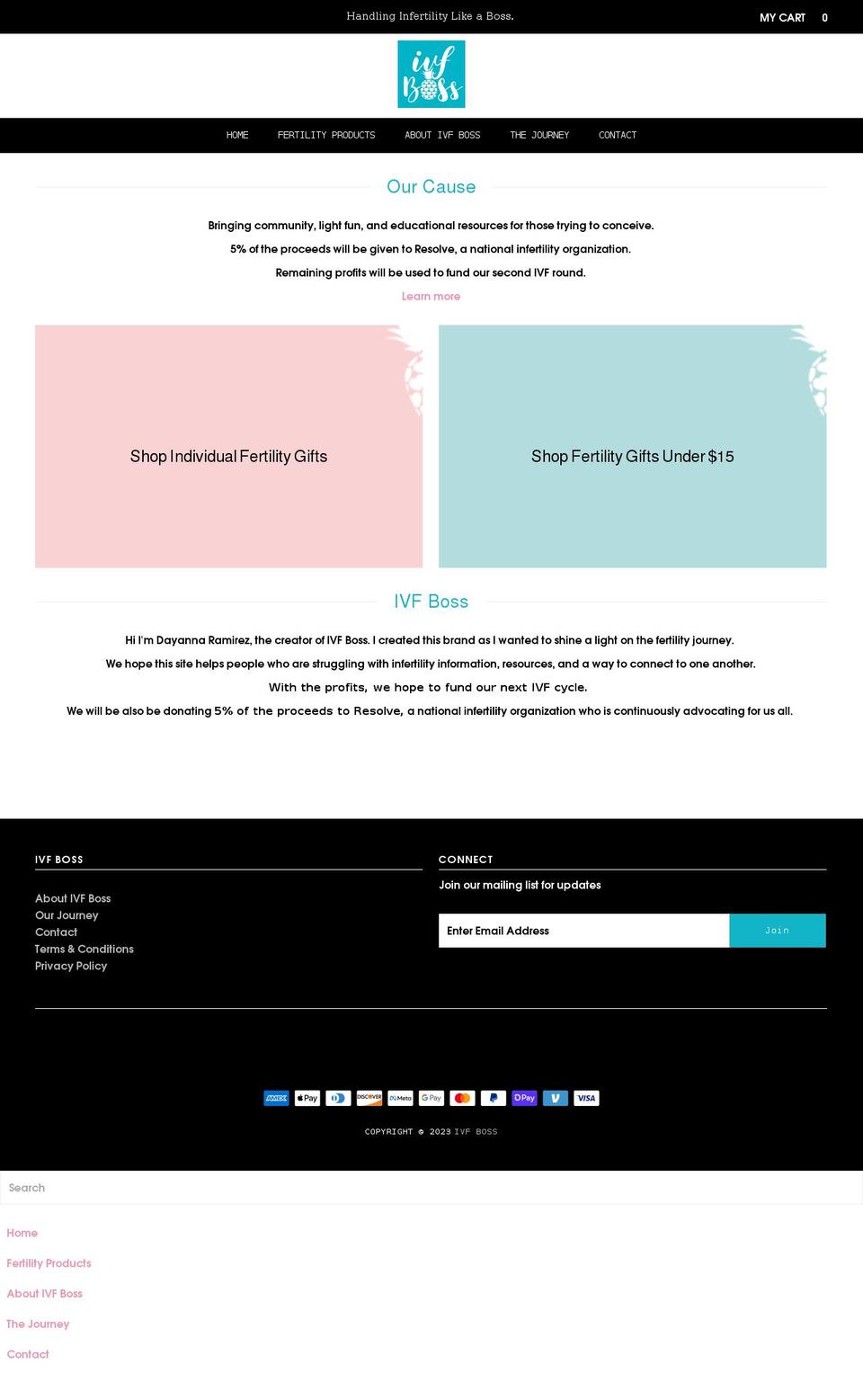 ivfboss.com shopify website screenshot
