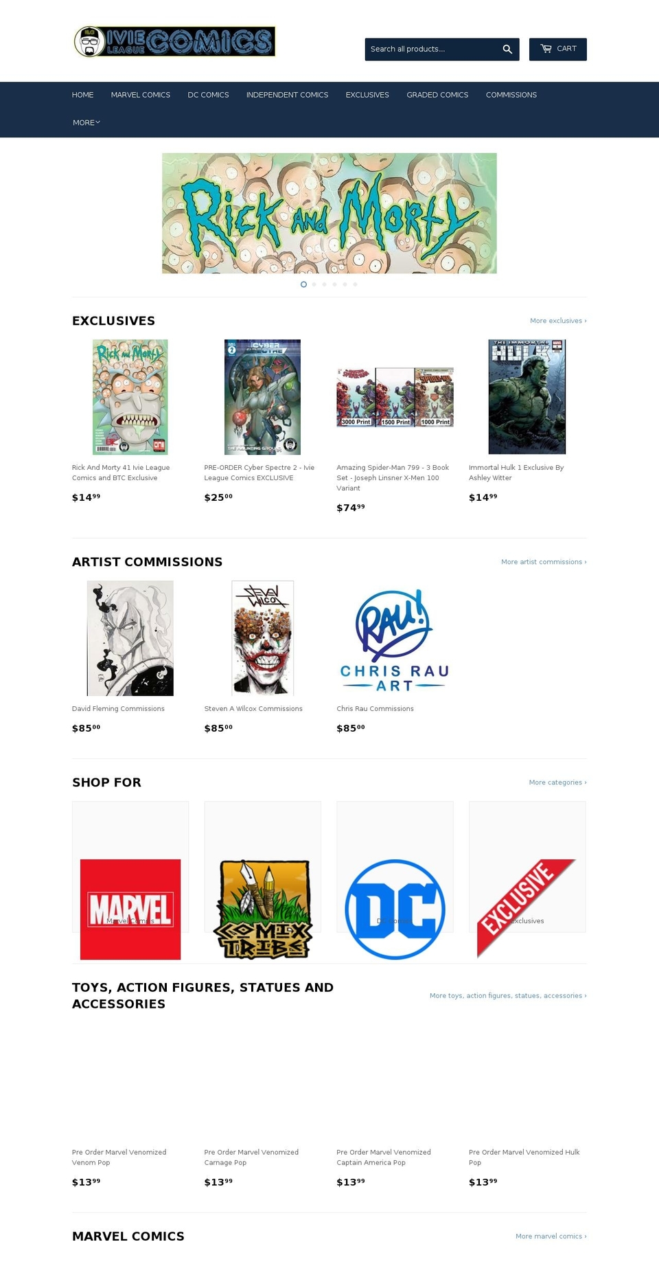 ivieleaguecomics.com — Shopify storefront screenshot