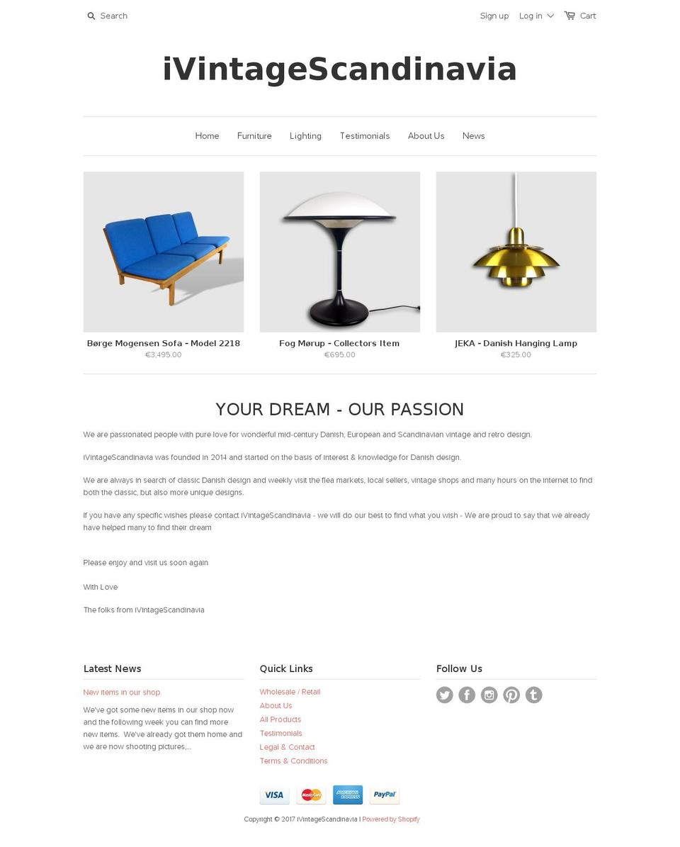 ivintagescandinavia.com shopify website screenshot