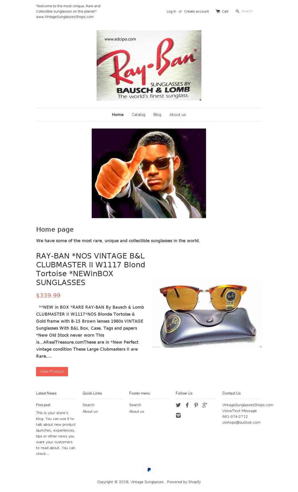 ivintagesunglasses.com — Shopify storefront screenshot