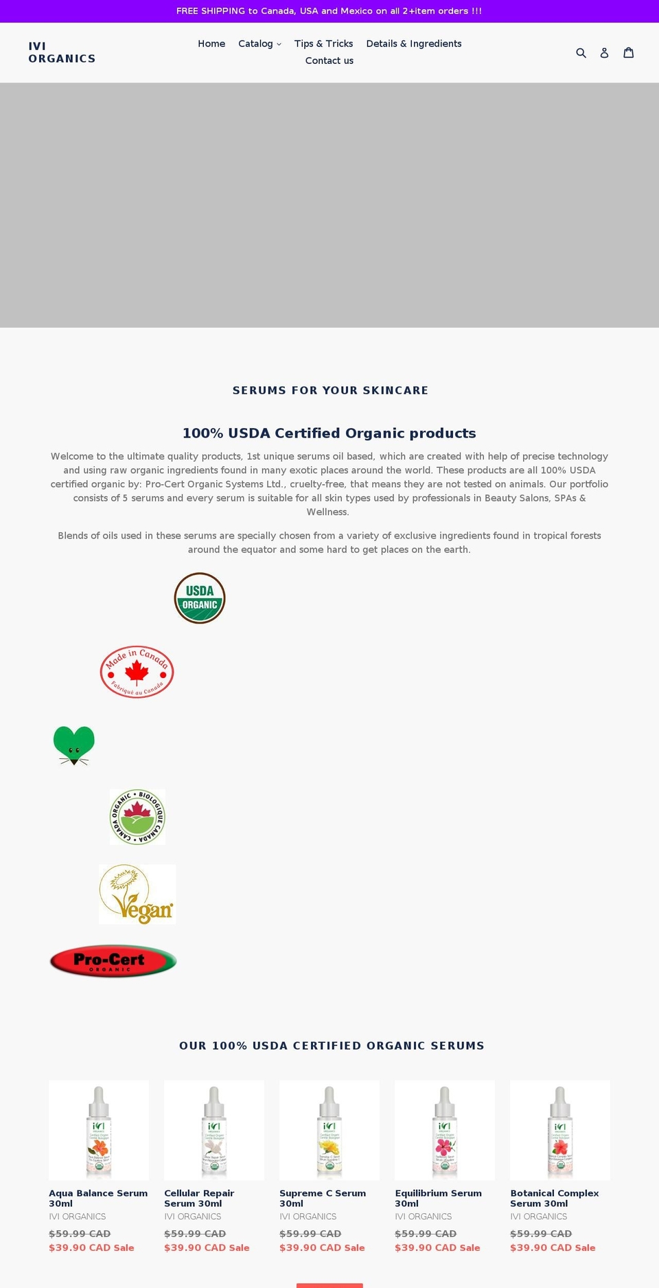 iviorganicshop.com — Shopify storefront screenshot