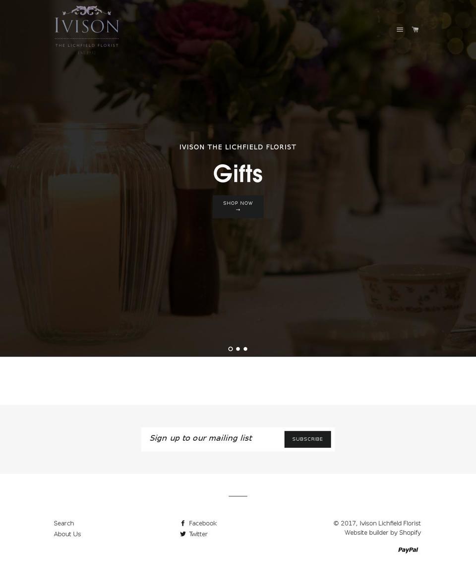 ivisonlichfieldflorist.com shopify website screenshot