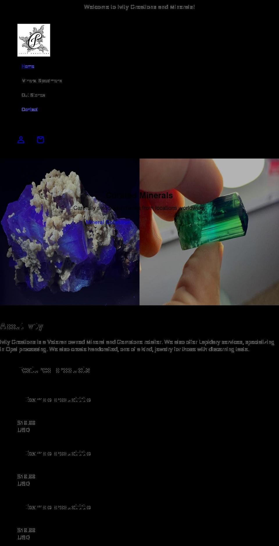 ivitycreations.com shopify website screenshot