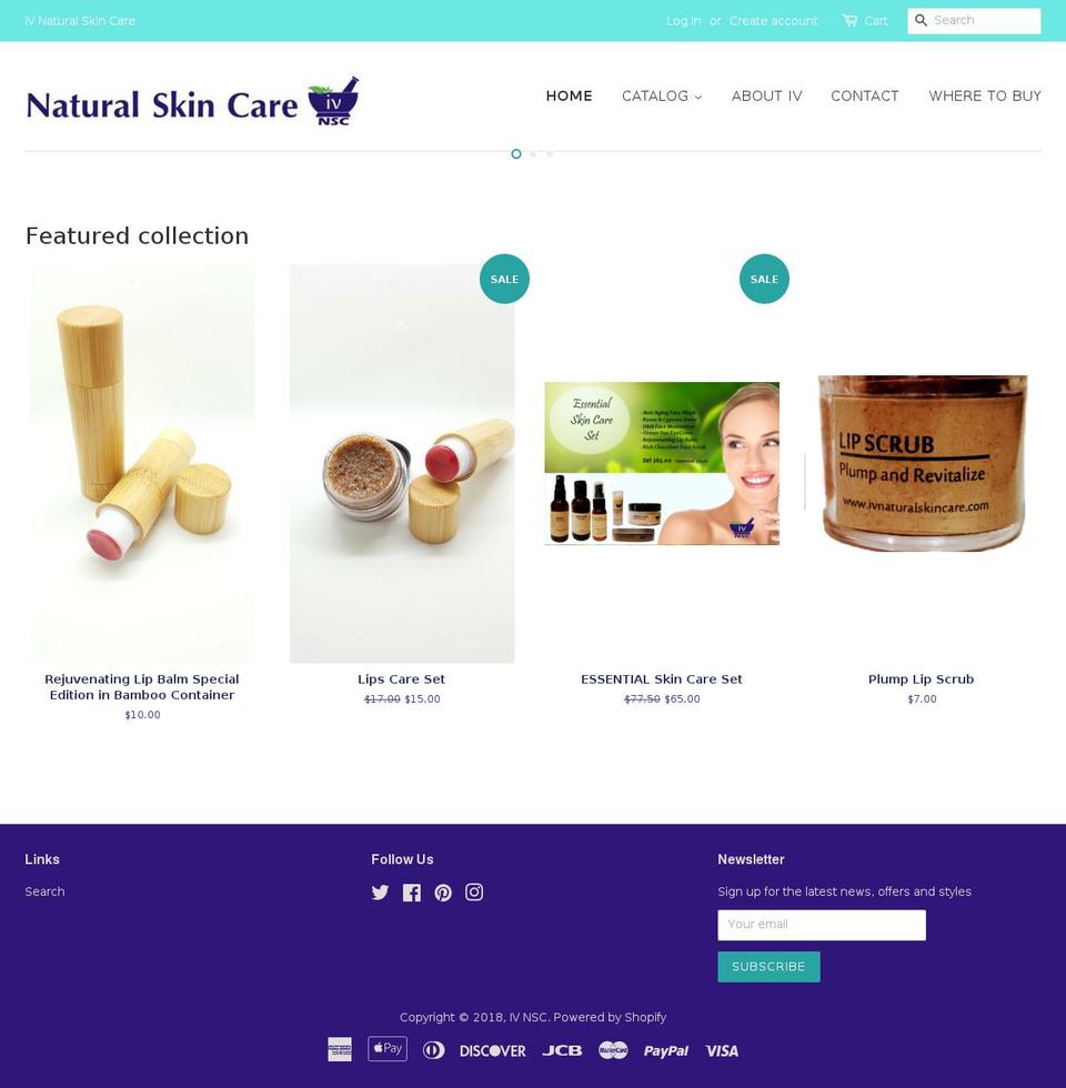 ivnaturalskincare.com — Shopify storefront screenshot