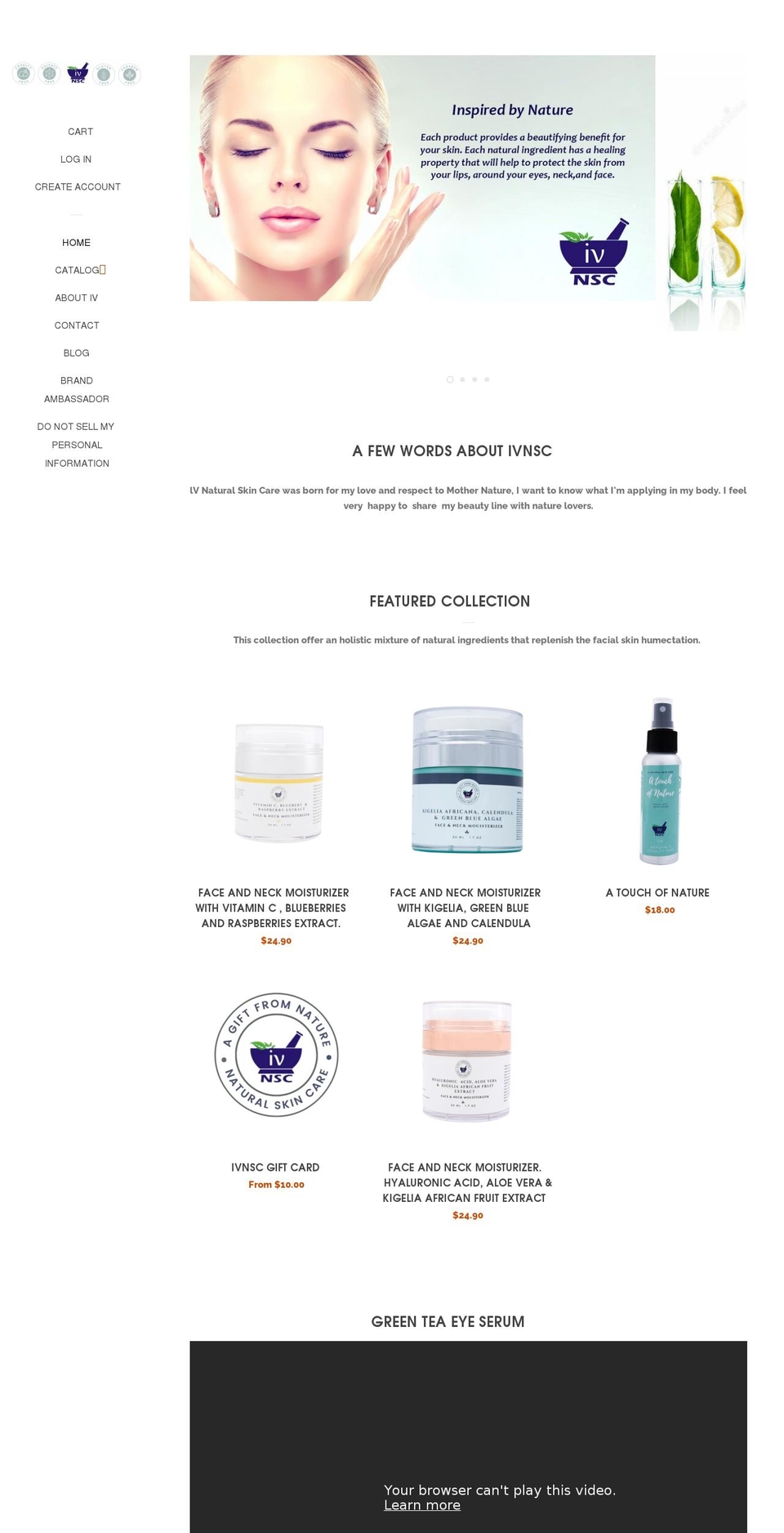 ivnaturalskincare.store shopify website screenshot