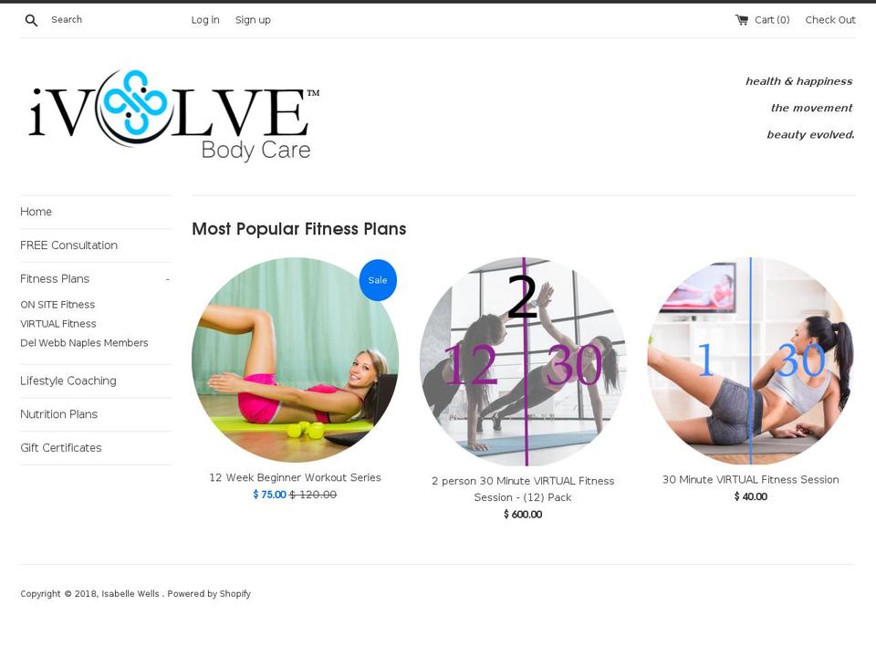 ivolvebody.com — Shopify storefront screenshot