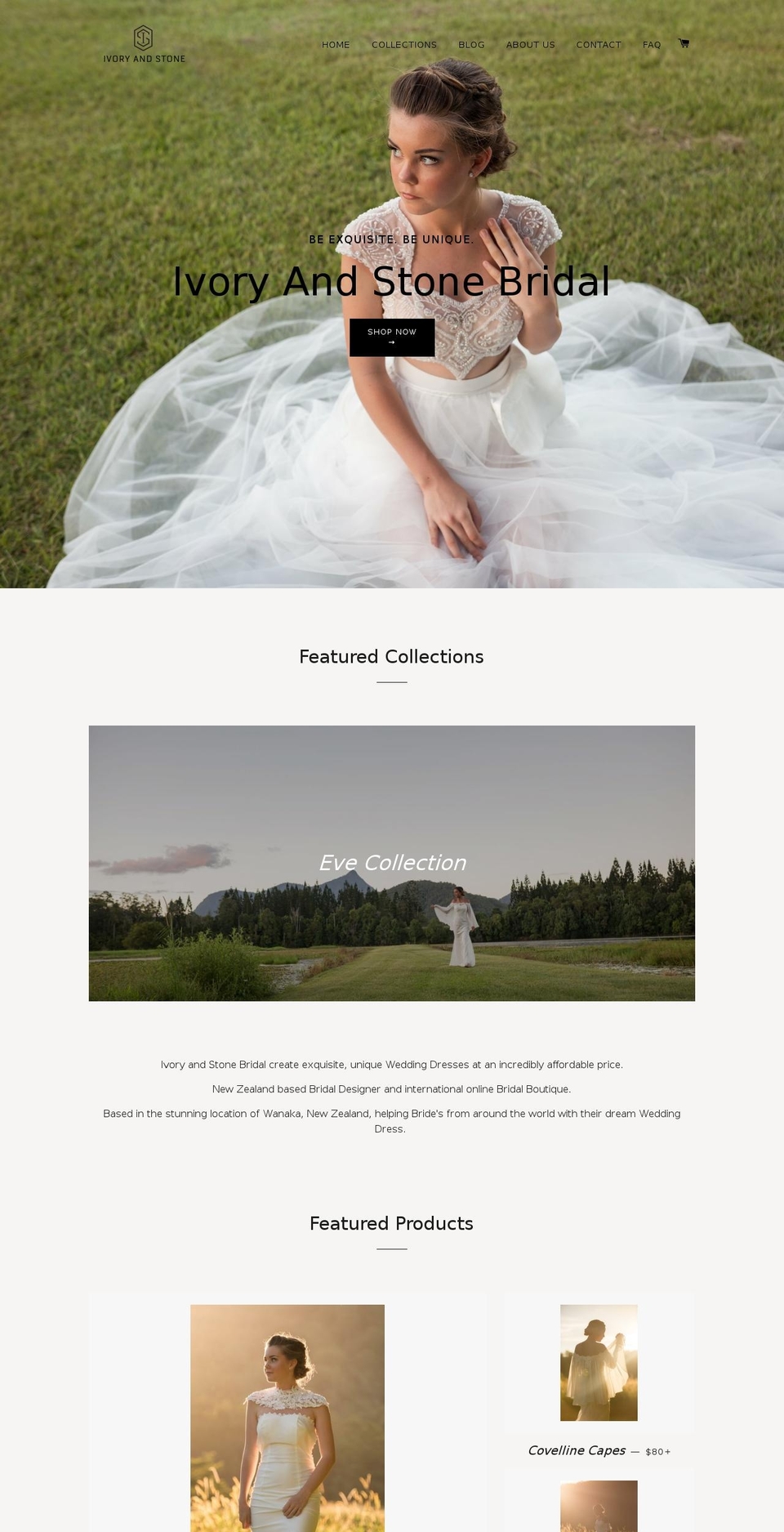 ivoryandstonebridal.com shopify website screenshot