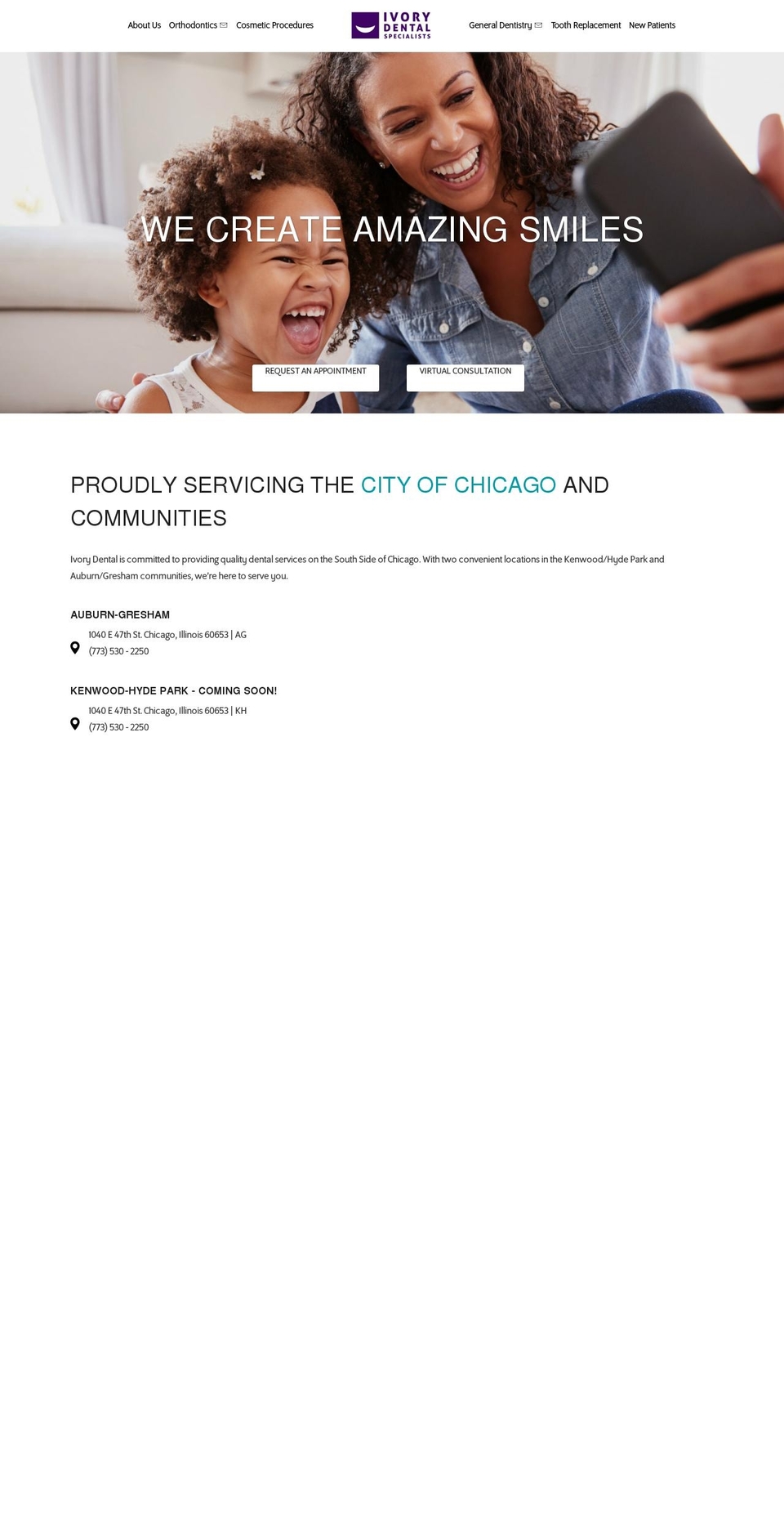 ivorydentalspecialists.com shopify website screenshot