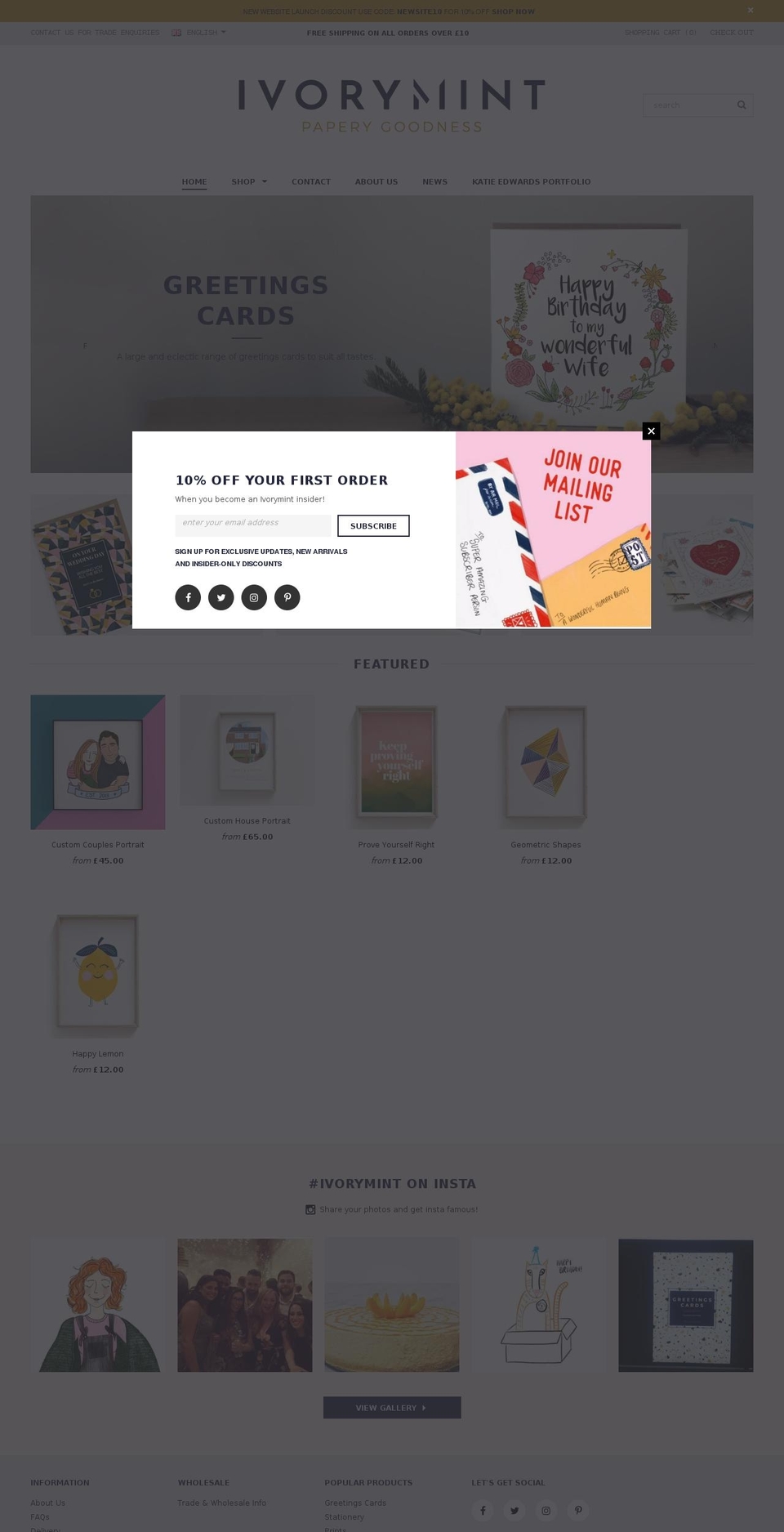ivorymint.com — Shopify storefront screenshot