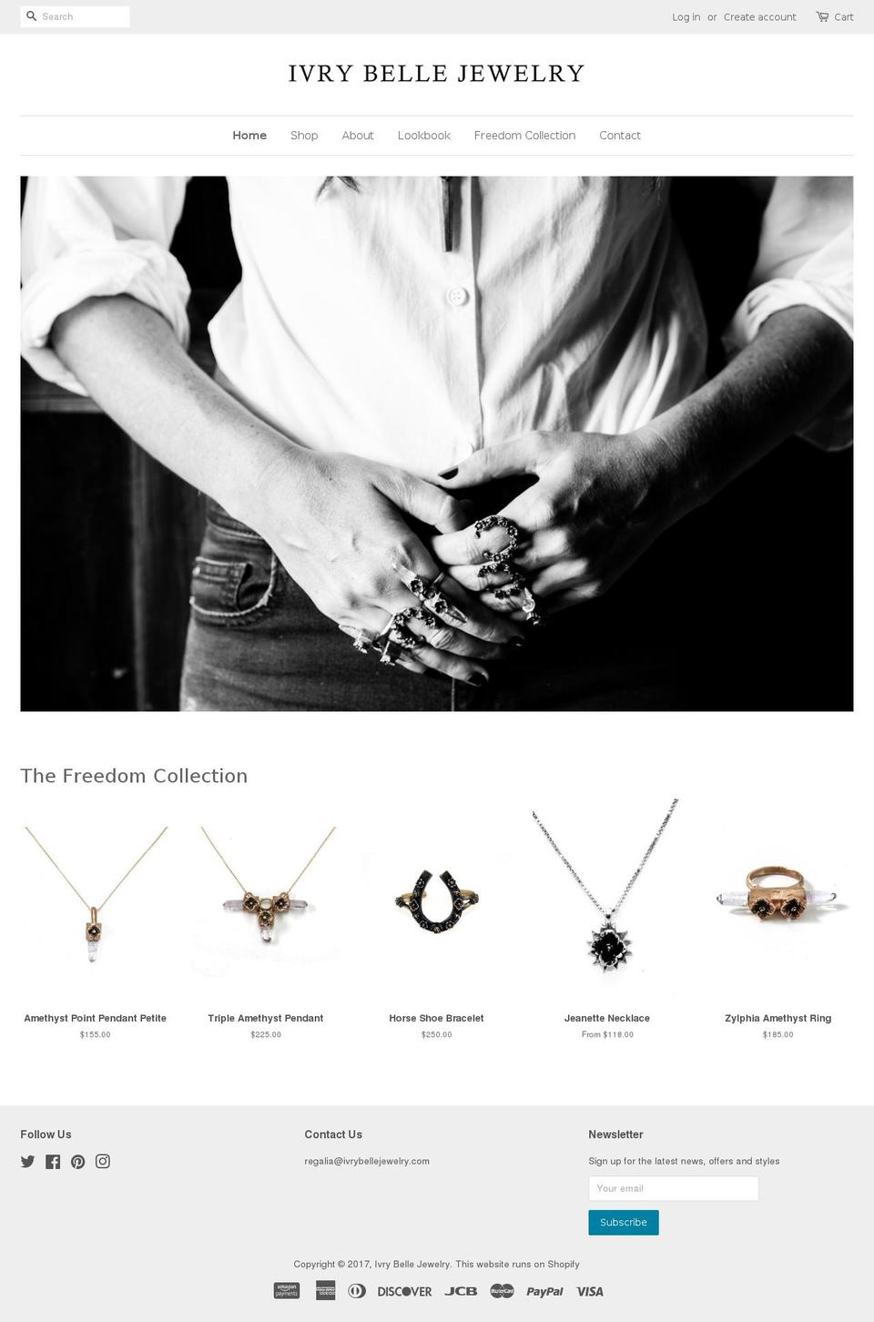 ivrybellejewelry.com shopify website screenshot
