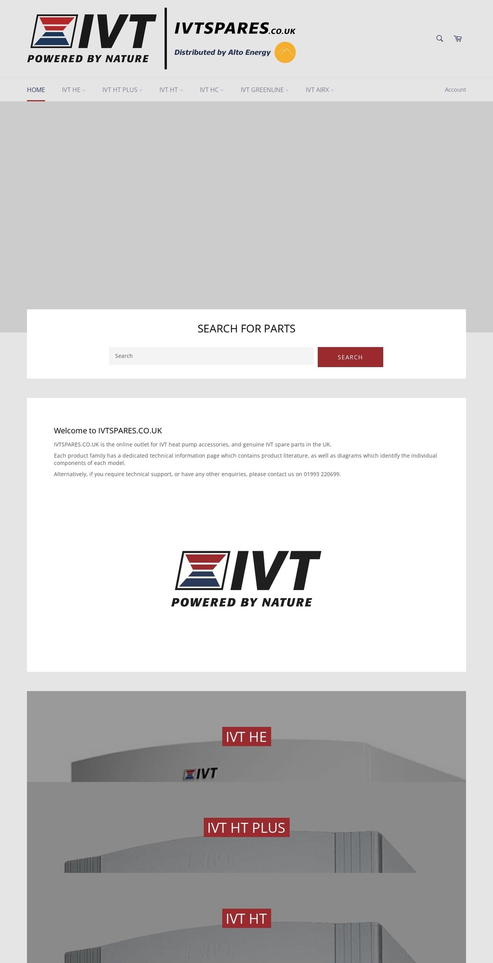 ivtspares.co.uk shopify website screenshot
