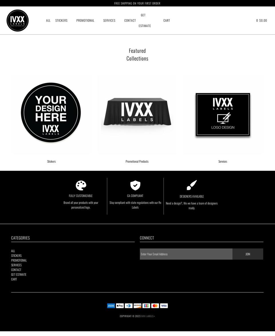 ivxxlabels.com shopify website screenshot