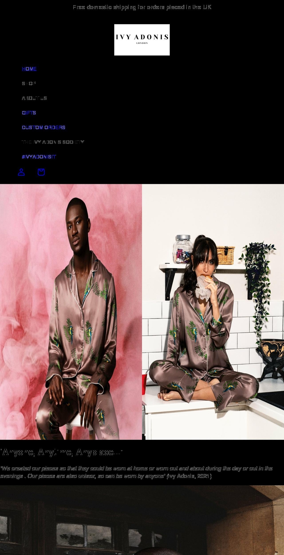 ivyadonis.com shopify website screenshot