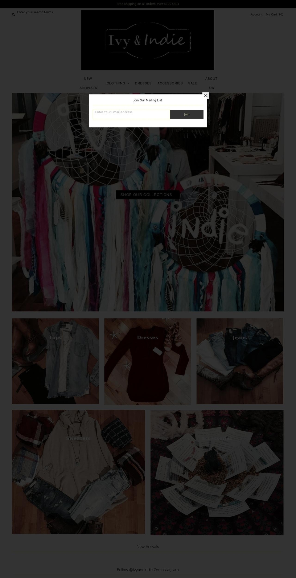 ivyandindie.com shopify website screenshot