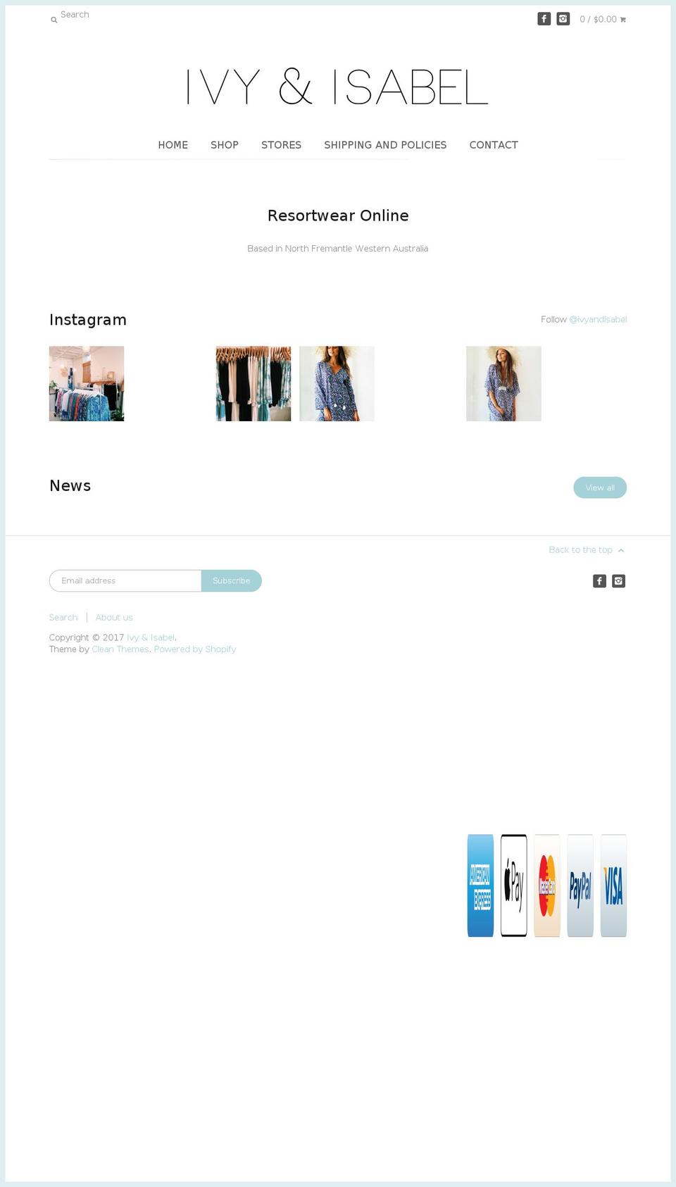 ivyandisabel.com shopify website screenshot