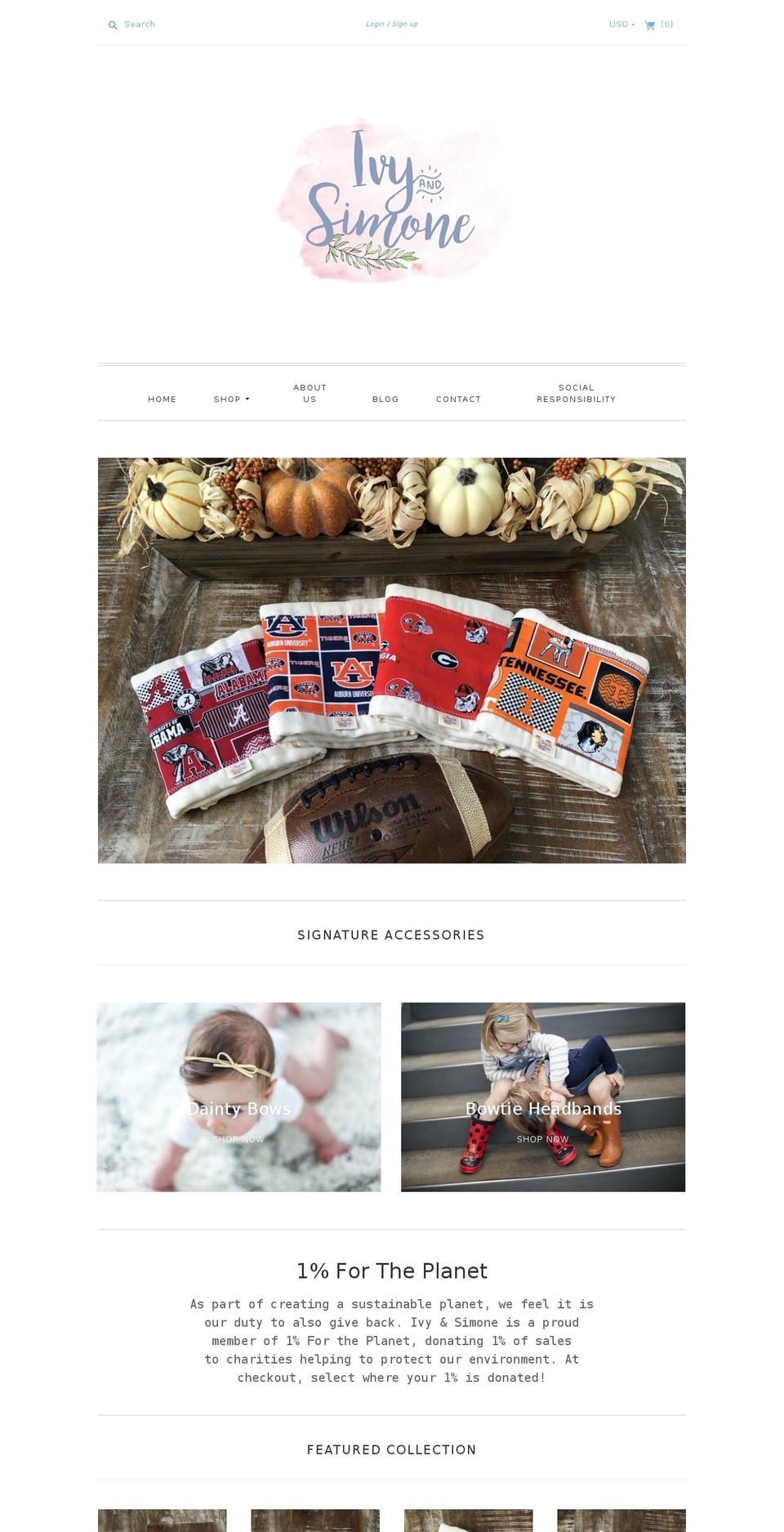 ivyandsimone.com — Shopify storefront screenshot