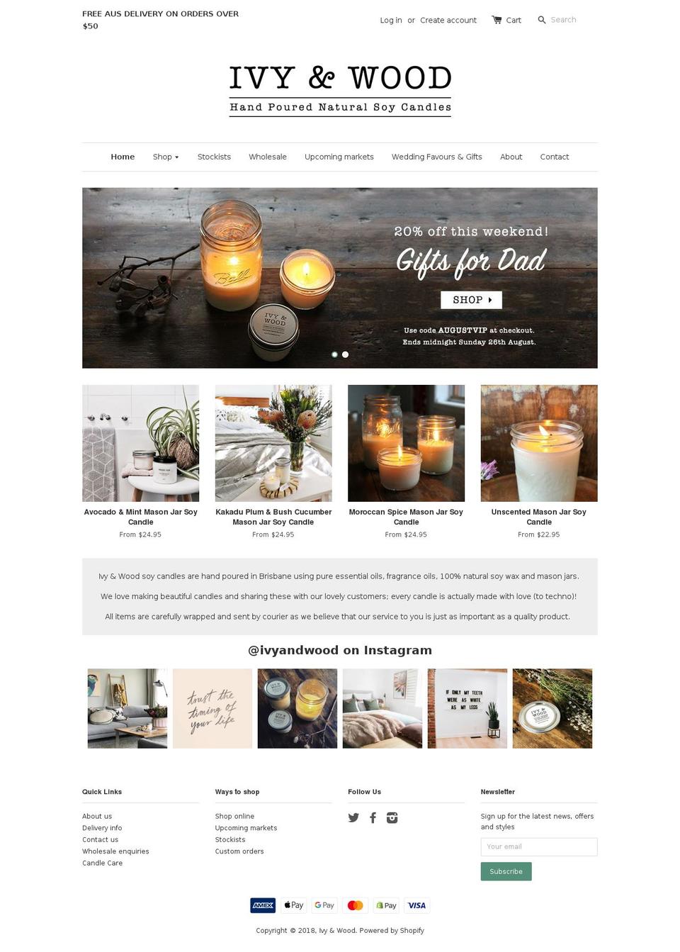ivyandwood.com.au shopify website screenshot
