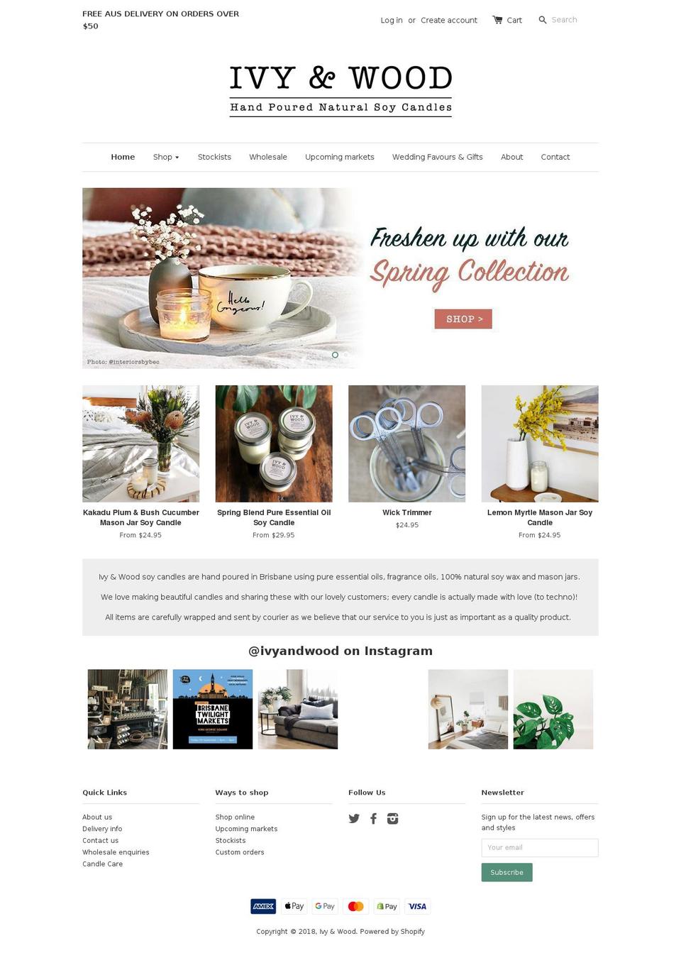 ivyandwood.com — Shopify storefront screenshot