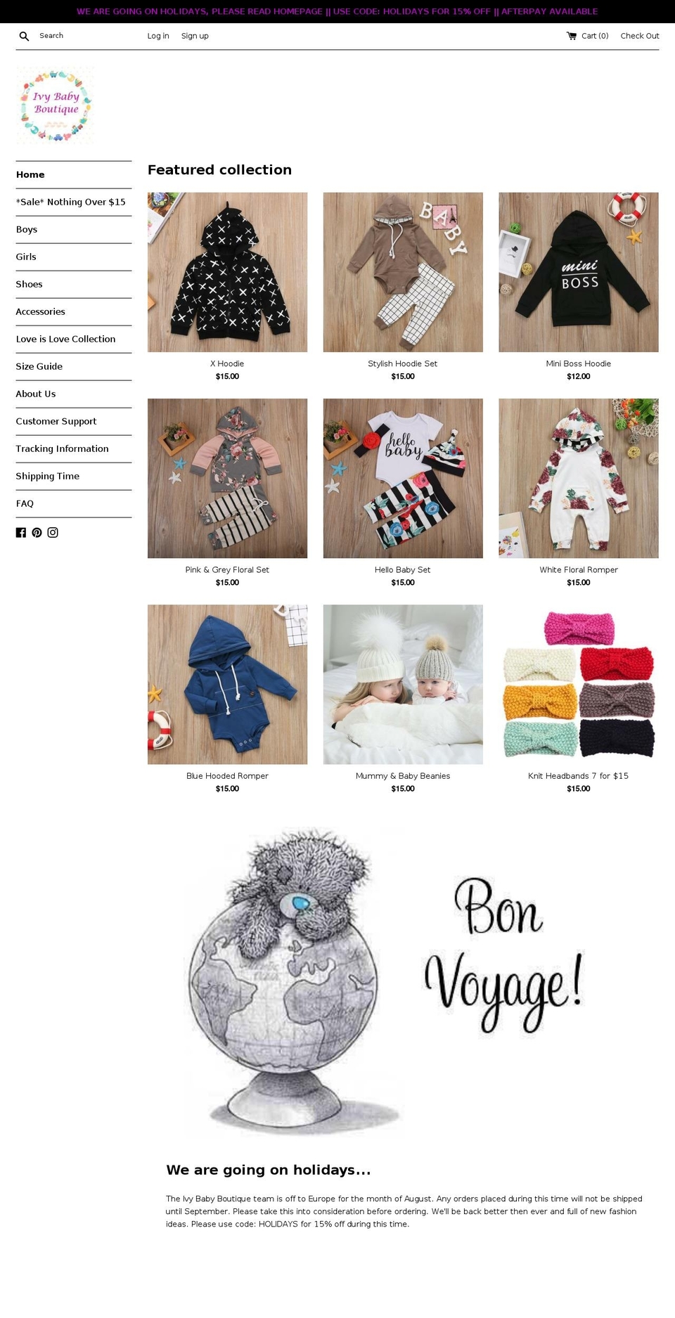 ivybabyboutique.com — Shopify storefront screenshot