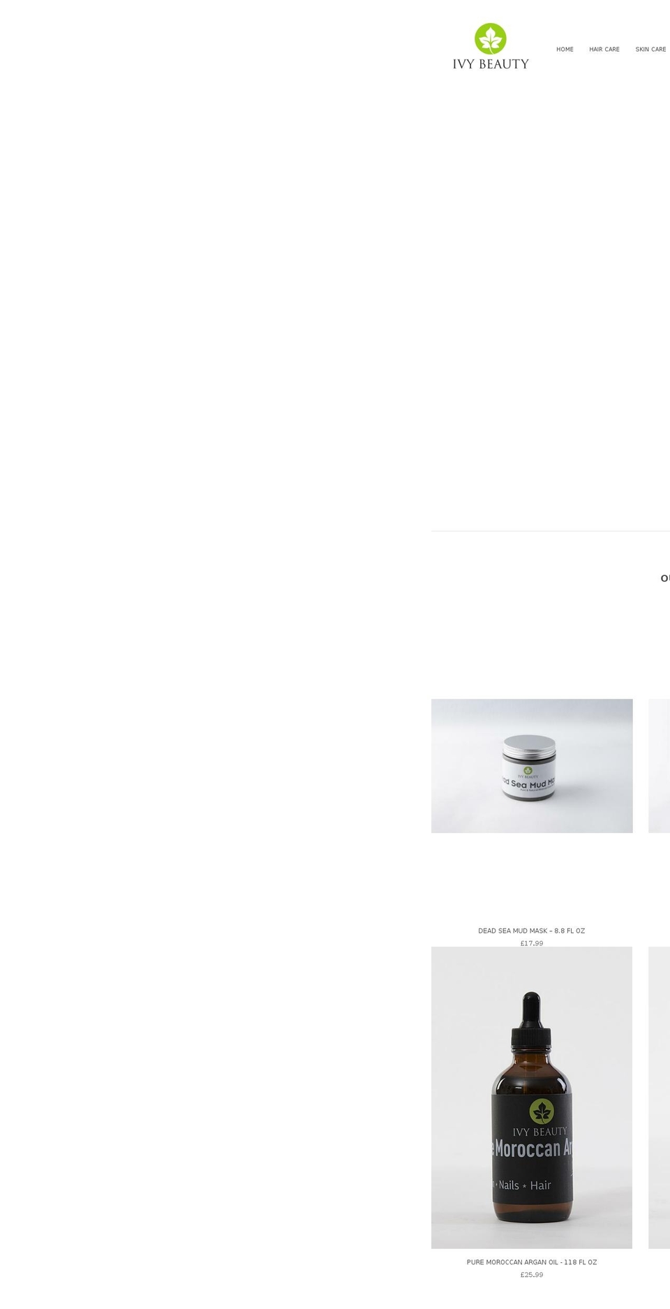 ivybeautynatural.com — Shopify storefront screenshot