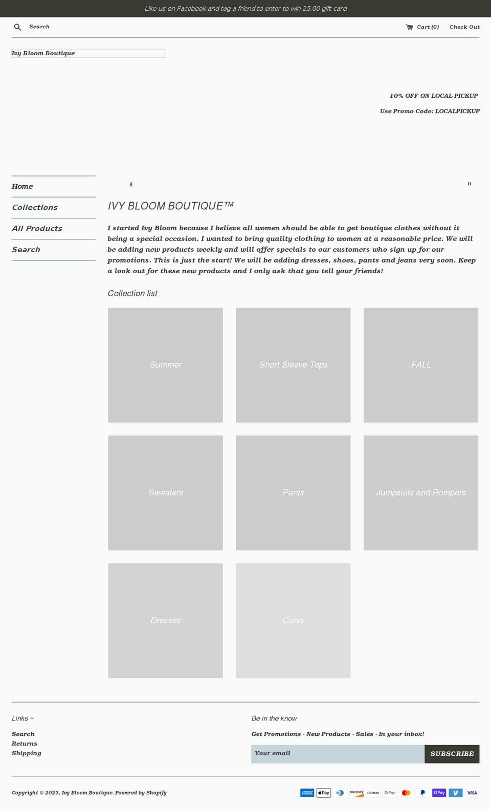 ivybloomboutique.com shopify website screenshot
