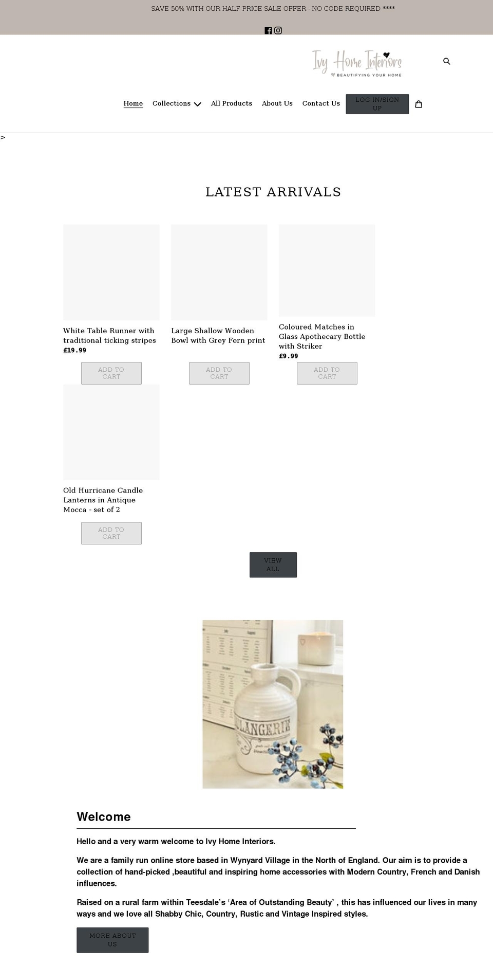 ivyhomeinteriors.co.uk shopify website screenshot