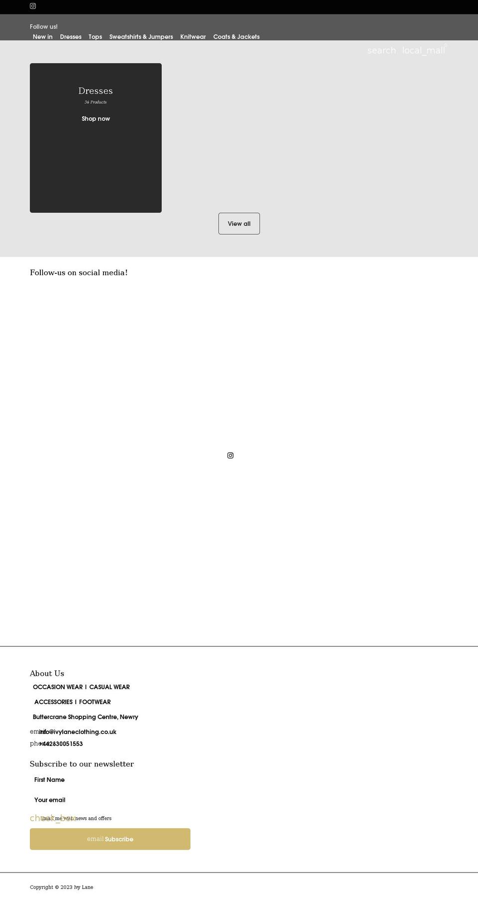 ivylaneclothing.co.uk shopify website screenshot
