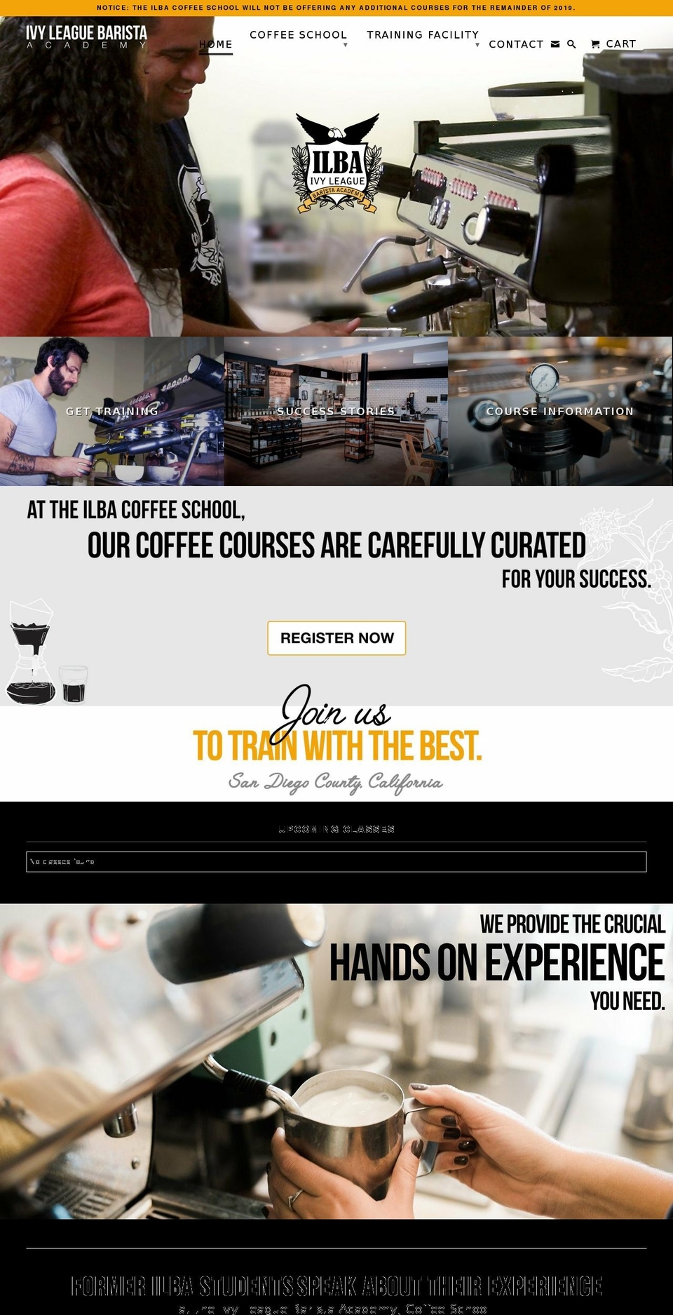 ivyleaguebaristaacademy.com — Shopify storefront screenshot