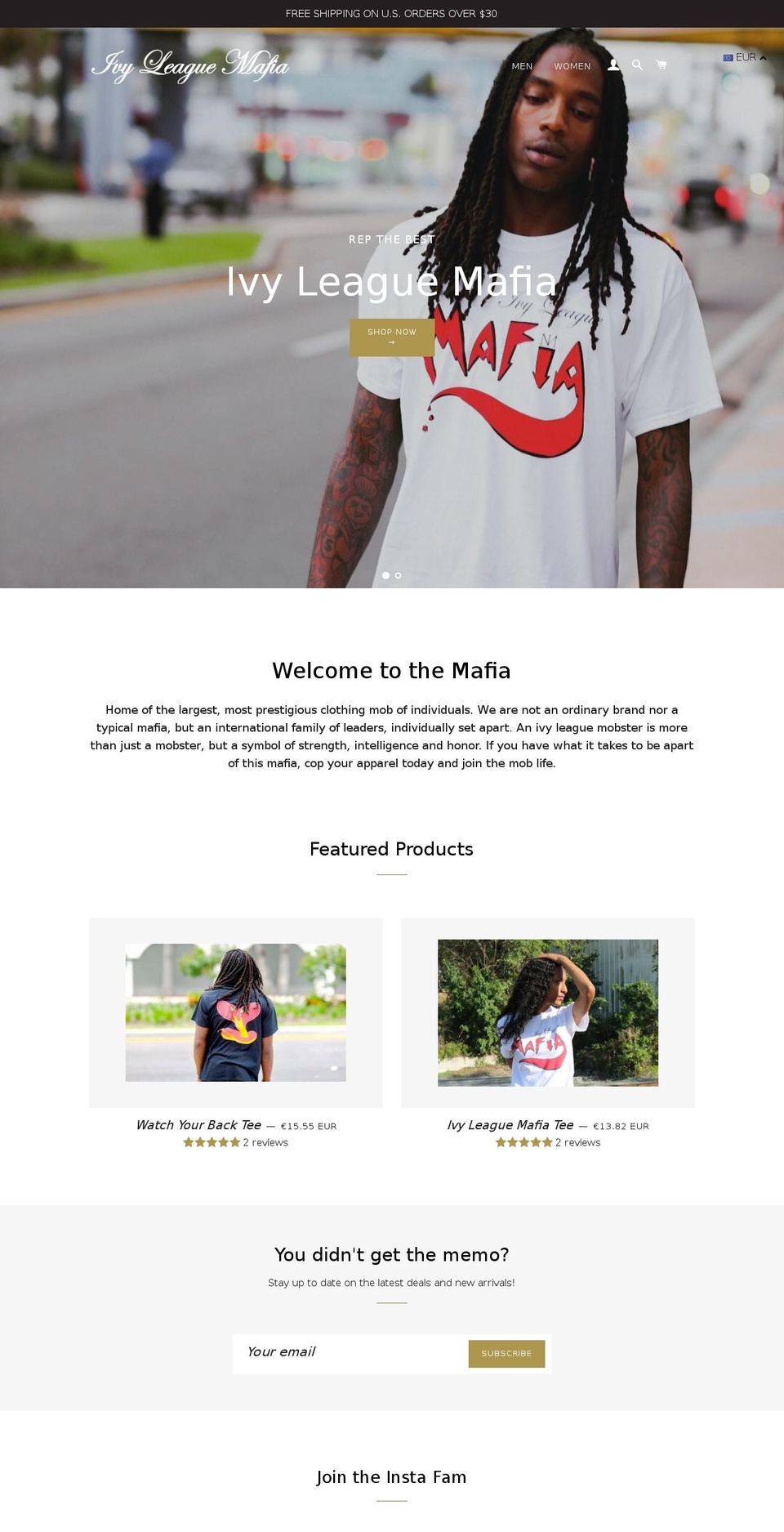 ivyleaguemafia.com — Shopify storefront screenshot