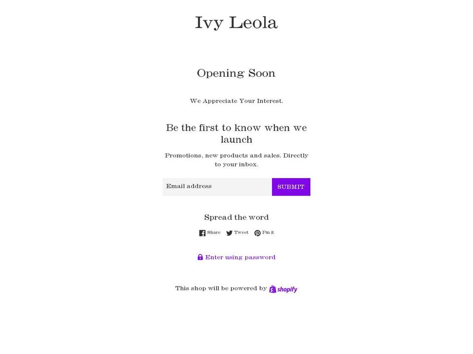 ivyleola.com shopify website screenshot