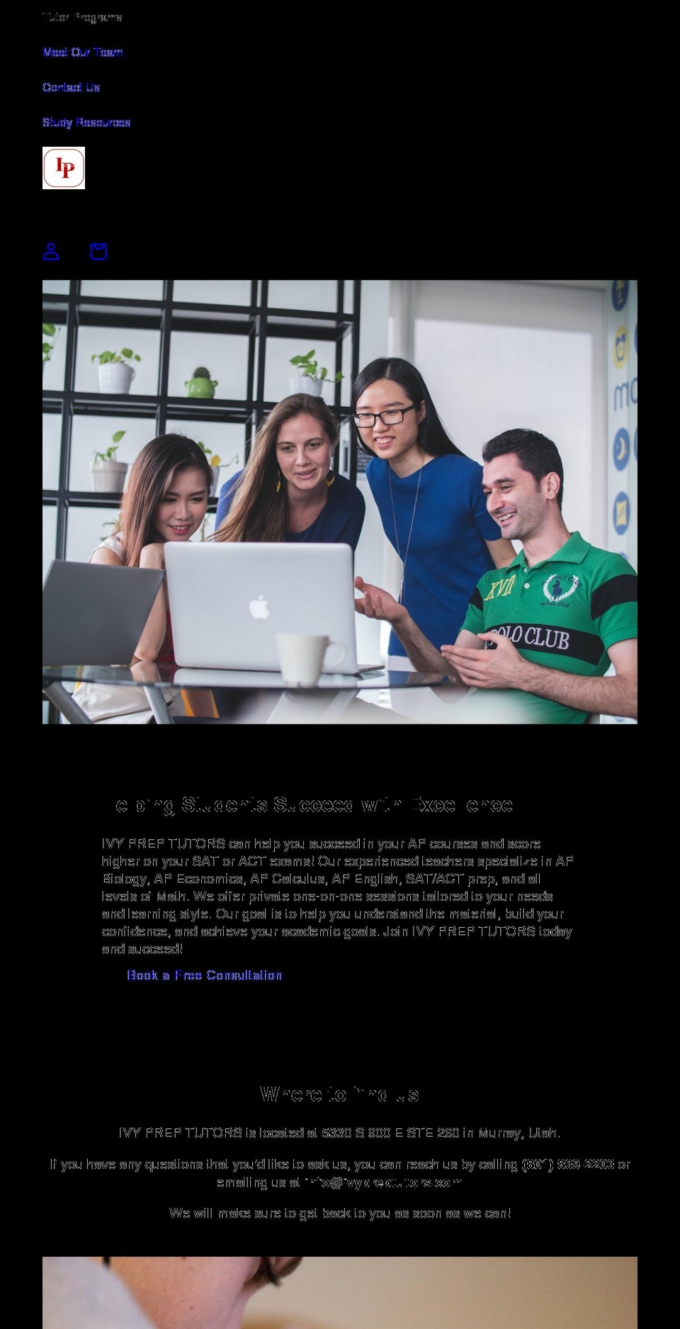 ivypreptutors.com shopify website screenshot