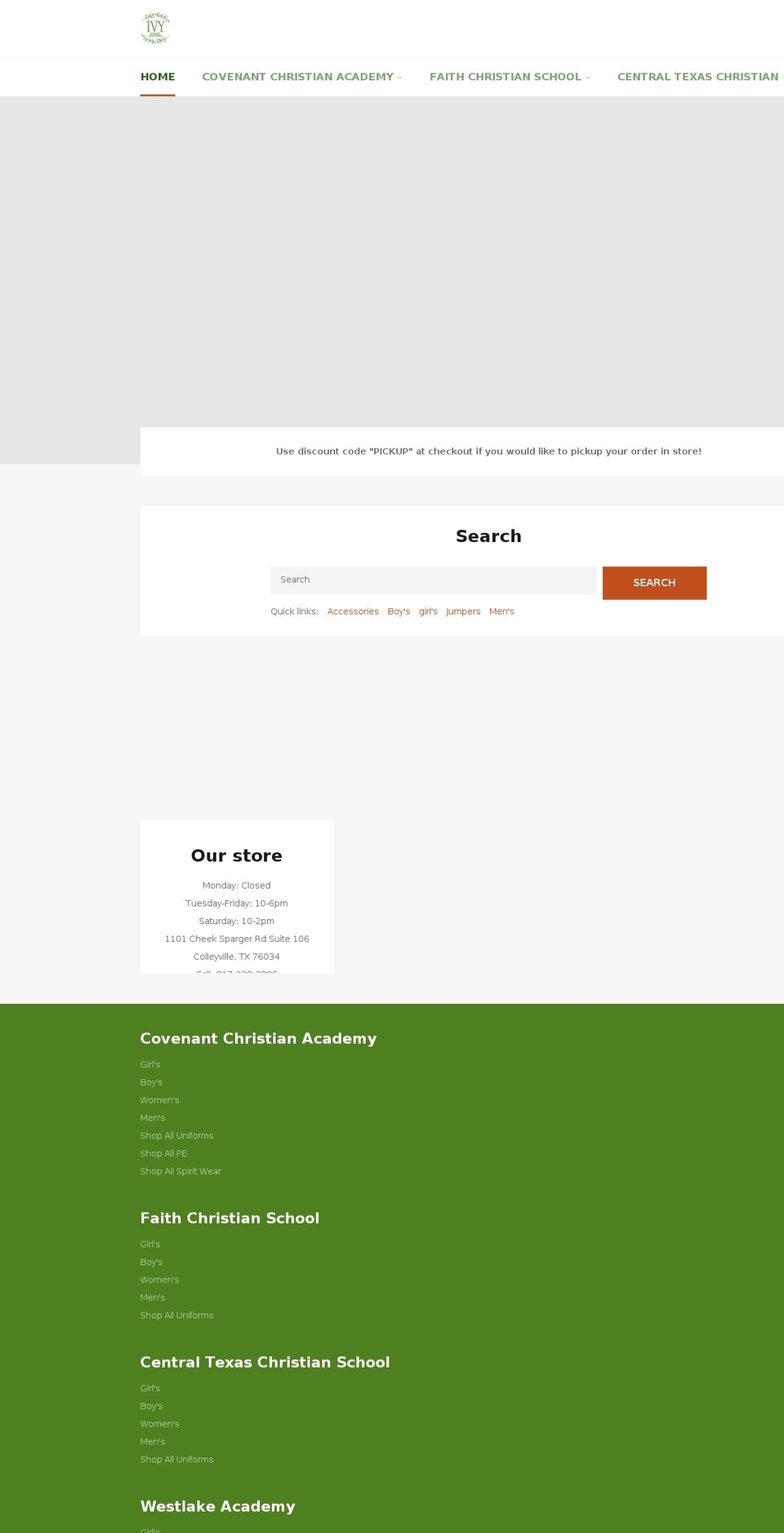 ivyschooluniforms.com shopify website screenshot