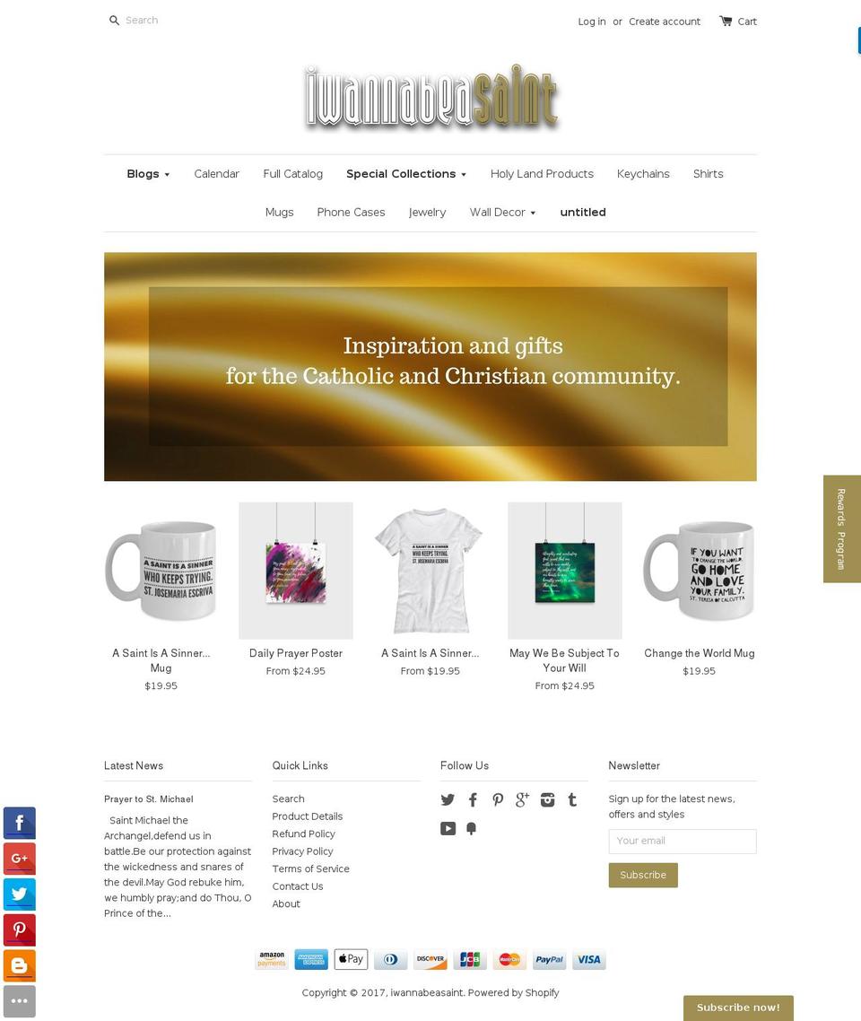 iwannabeasaint.com shopify website screenshot