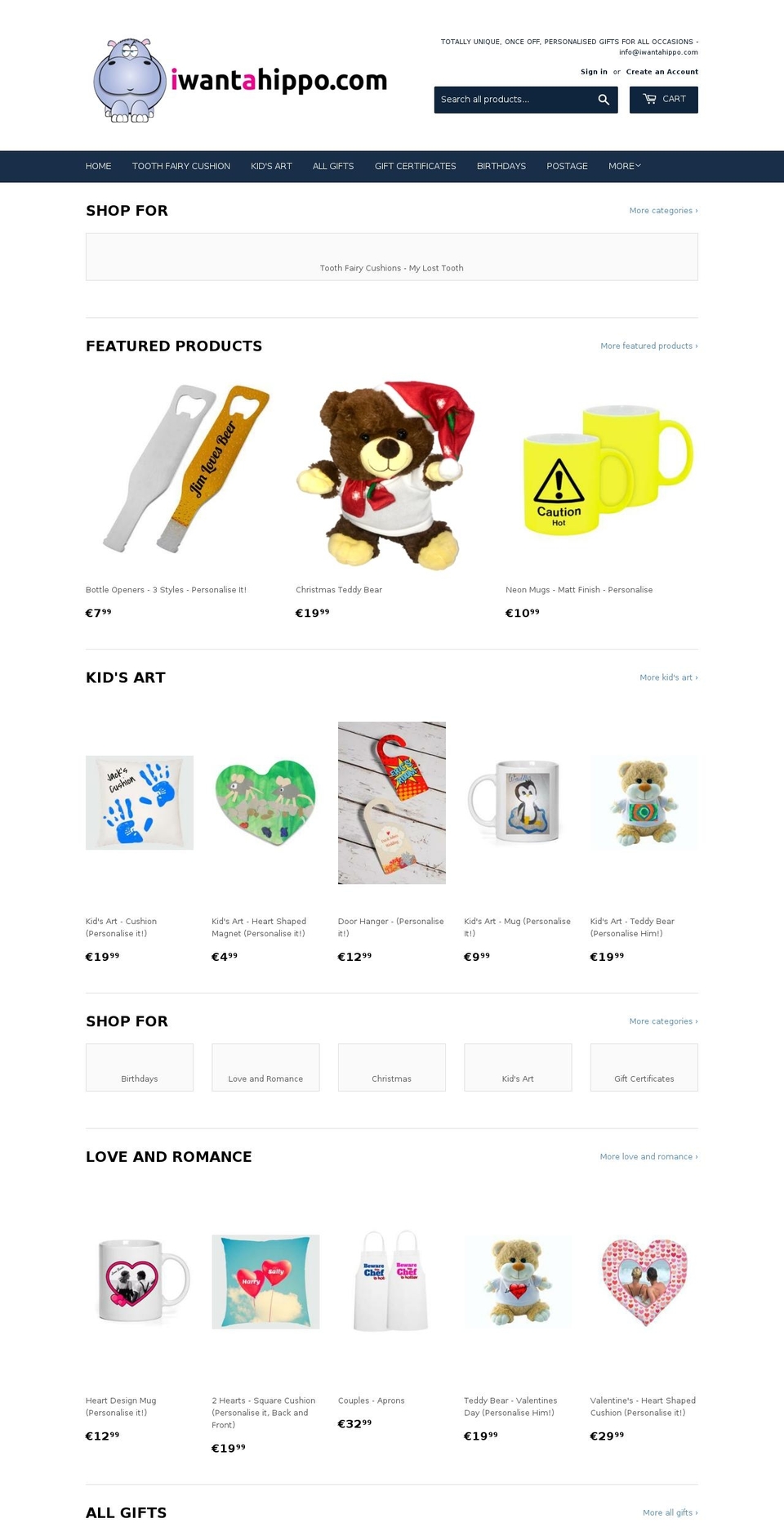 iwantahippo.com — Shopify storefront screenshot