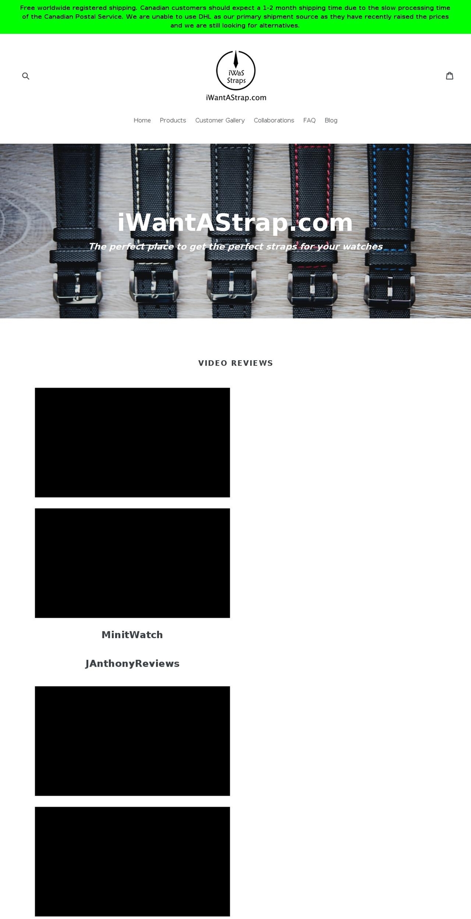 iwantastrap.com — Shopify storefront screenshot