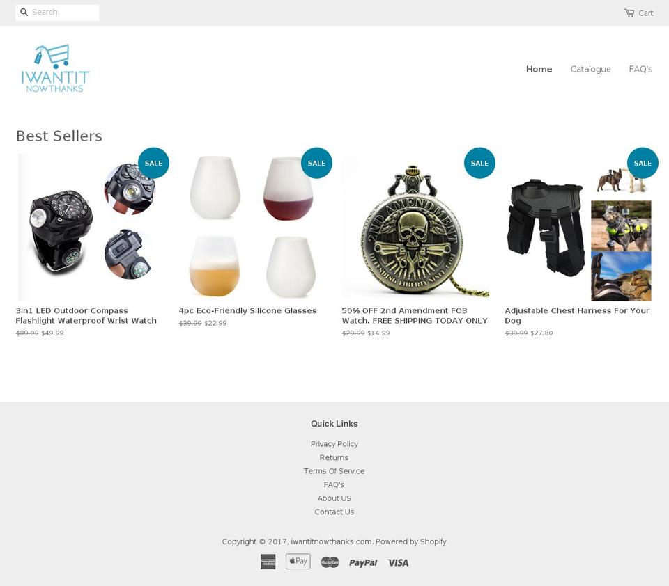 iwantitnowthanks.com shopify website screenshot