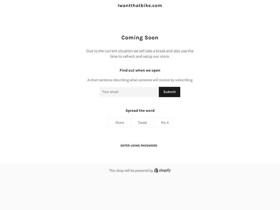 iwantthatbike.com — Shopify storefront screenshot