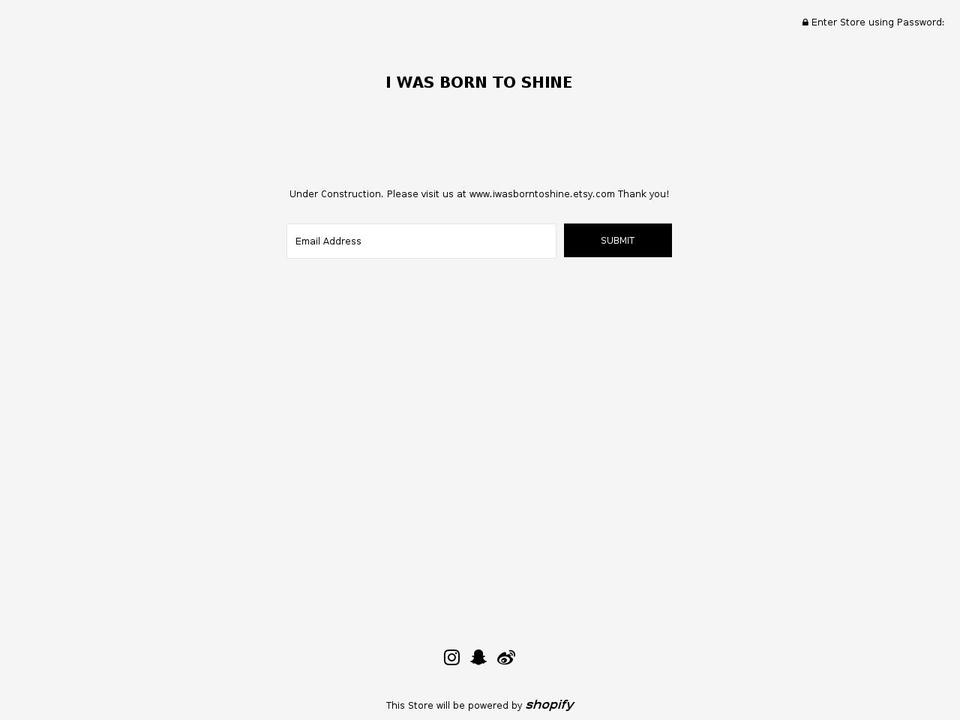 iwasborntoshine.com shopify website screenshot